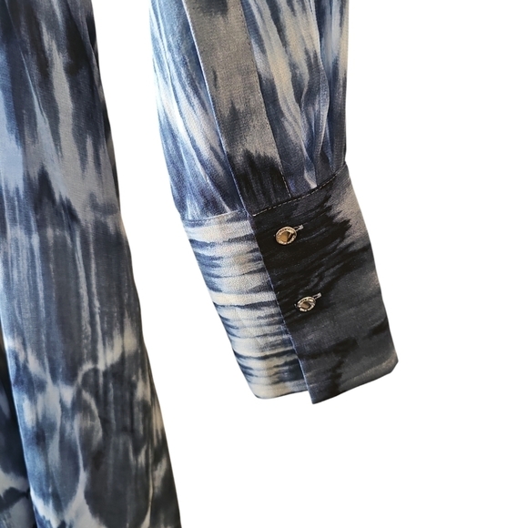 Calvin Klein blue watercolor faux wrap shirt dress sz medium - Picture 8 of 8